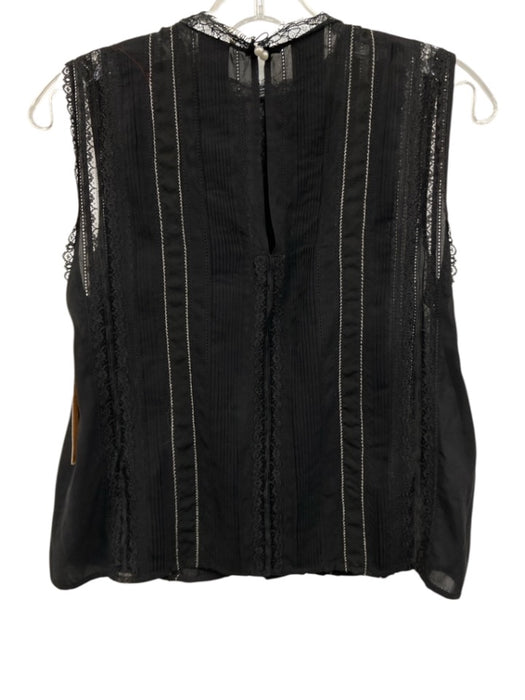 Alice + Olivia Size Est XS Black & White Silk Blend Sleeveless Lace Trim Top Black & White / Est XS