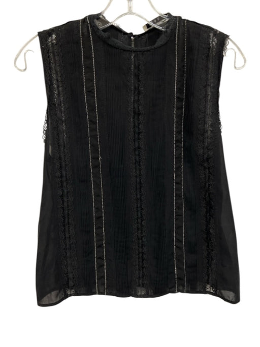 Alice + Olivia Size Est XS Black & White Silk Blend Sleeveless Lace Trim Top Black & White / Est XS