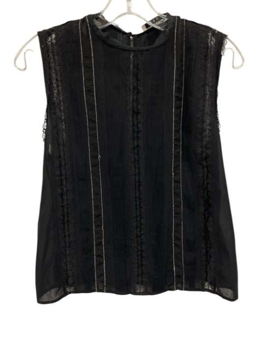 Alice + Olivia Size Est XS Black & White Silk Blend Sleeveless Lace Trim Top Black & White / Est XS