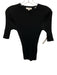 Vince Size Small Black Wool & Silk Half Sleeve Ribbed Stretch Button Detail Top Black / Small