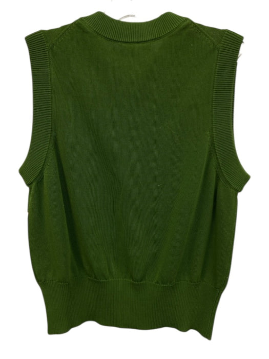 Veronica Beard Size Small Green Cotton Button Front Ribbed Stretch Top Green / Small