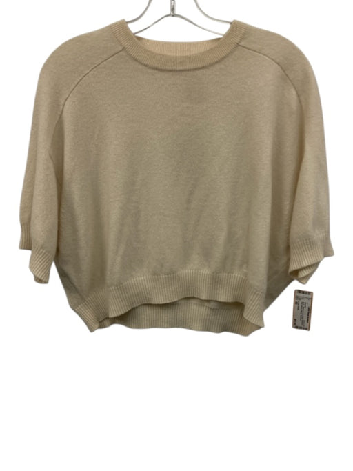 Loulou Studio Size XS Cream White Cashmere Short Sleeve Ribbed Sweater Cream White / XS