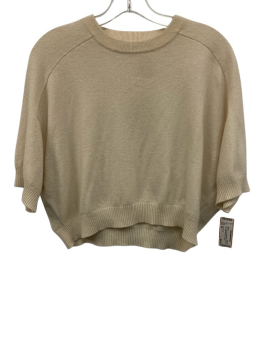 Loulou Studio Size XS Cream White Cashmere Short Sleeve Ribbed Sweater Cream White / XS