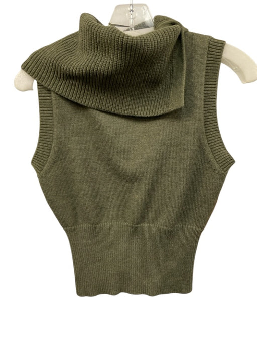Zara Size Small Sage green Sleeveless Ribbed Fold Over Cropped Top Sage green / Small