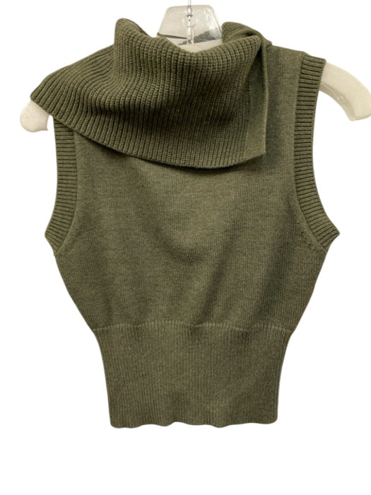 Zara Size Small Sage green Sleeveless Ribbed Fold Over Cropped Top Sage green / Small