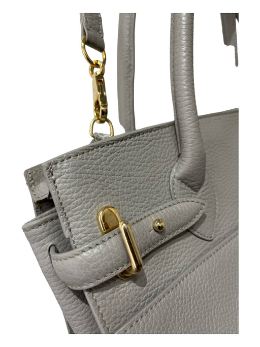 LALO Light Gray Leather Rolled Handles Structured Crossbody Strap Bag Light Gray / M