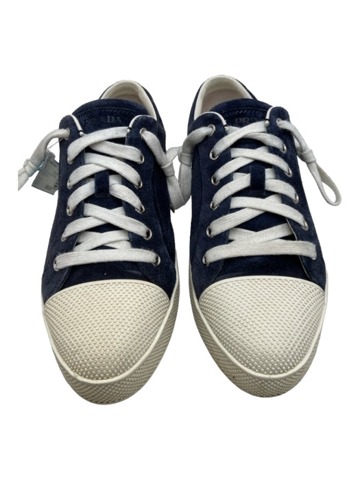 Prada Sport Shoe Size 38.5 Navy & white Suede Lace Up Low Top Sneakers Navy & white / 38.5