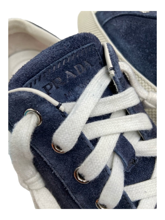 Prada Sport Shoe Size 38.5 Navy & white Suede Lace Up Low Top Sneakers Navy & white / 38.5