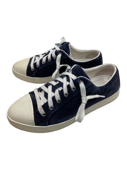 Prada Sport Shoe Size 38.5 Navy & white Suede Lace Up Low Top Sneakers Navy & white / 38.5