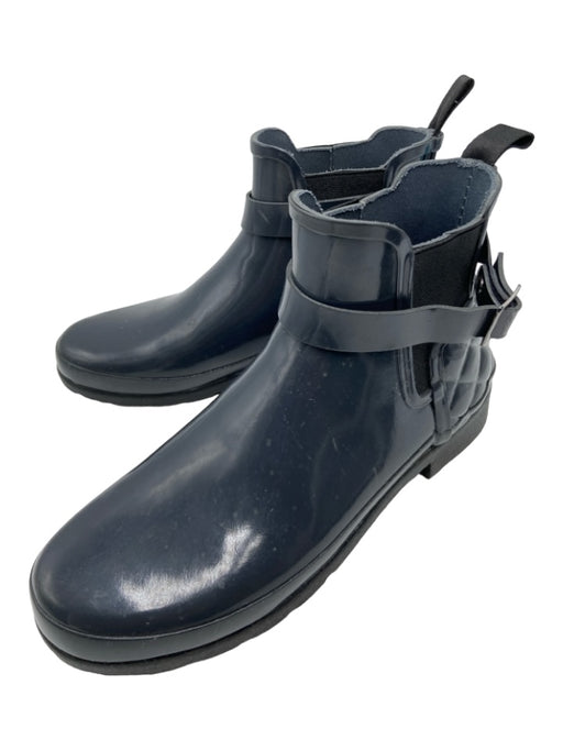 Hunter Shoe Size 8 Navy Rubber Ankle Round Toe Rainboot Quilted Detail Booties Navy / 8