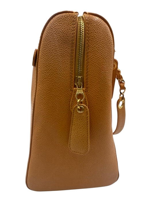 Chanel Orange Caviar Leather Zip Close Interlocking CC Chain Strap Pockets Bag Orange / Large
