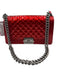 Chanel Metallic Red Patent Leather Flap Quilted Gunmetal Hardware Bag Metallic Red / Small