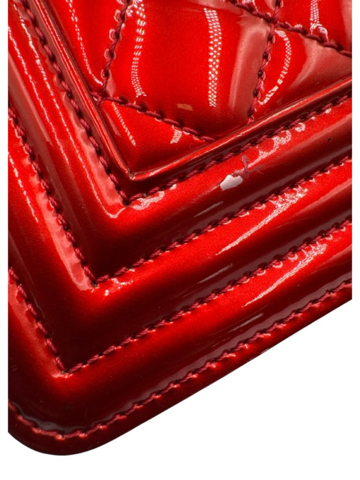 Chanel Metallic Red Patent Leather Flap Quilted Gunmetal Hardware Bag Metallic Red / Small
