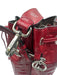 Fendi Deep Red Leather Drawstring Zucca Monogram silver hardware Bucket Bag Deep Red / Mini