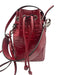Fendi Deep Red Leather Drawstring Zucca Monogram silver hardware Bucket Bag Deep Red / Mini