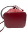 Fendi Deep Red Leather Drawstring Zucca Monogram silver hardware Bucket Bag Deep Red / Mini