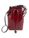 Fendi Deep Red Leather Drawstring Zucca Monogram silver hardware Bucket Bag Deep Red / Mini