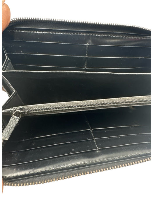Gucci Black PVC & Leather Zip Close Guccissima Card Slots Continental Wallets Black