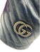 Gucci Navy Blue & White Leather Marmont GG Logo Chain Strap Bucket Bag Navy Blue & White / Mini