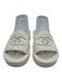Chanel Shoe Size 38 Cream White Leather & Rubber open toe Quilted Slide Sandals Cream White / 38