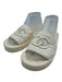 Chanel Shoe Size 38 Cream White Leather & Rubber open toe Quilted Slide Sandals Cream White / 38
