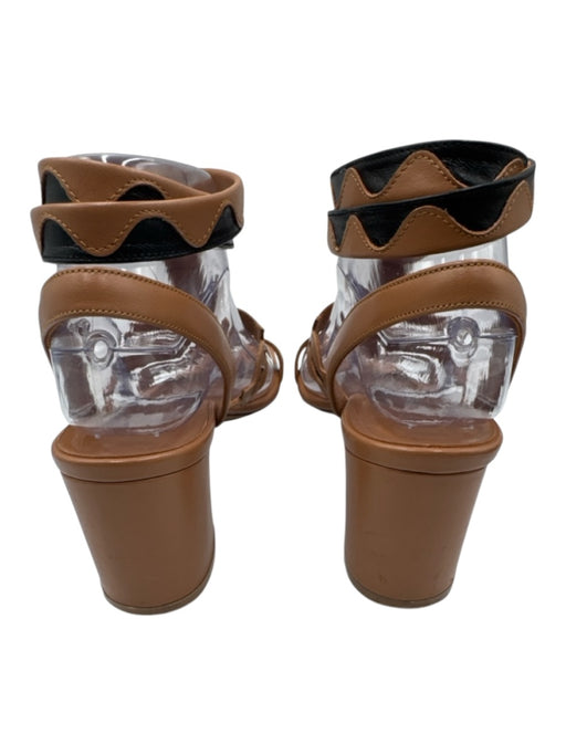 Di Gaia Shoe Size 39 Brown & Black Leather open toe Scalloped Caged Sandals Brown & Black / 39