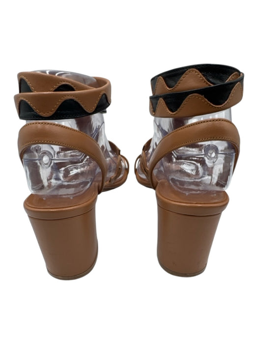 Di Gaia Shoe Size 39 Brown & Black Leather open toe Scalloped Caged Sandals Brown & Black / 39
