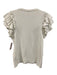 Veronica Beard Jeans Size Large White Cotton Blend Ruffle Cap Sleeve Ribbed Top White / Large