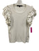Veronica Beard Jeans Size Large White Cotton Blend Ruffle Cap Sleeve Ribbed Top White / Large
