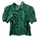 Hunter Bell Size Large Green, Blue, Black Cotton Blend Short Bubble Sleeve Top Green, Blue, Black / Large