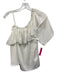 Misa Size Medium White Viscose Spaghetti Strap Ruffle Short Sleeve Top White / Medium