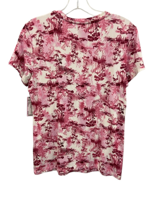 L'agence Size Medium Pink & White Rayon Blend Short Sleeve Toile Tee Top Pink & White / Medium