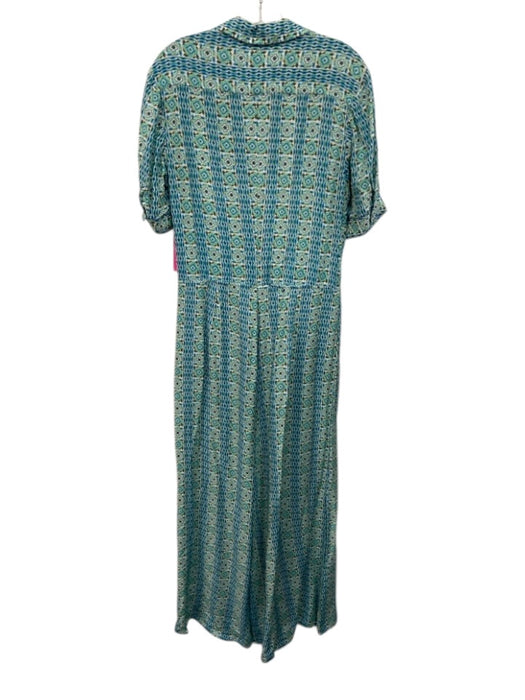 Poupette St. Barth Size Medium Blue, Green, White Short Sleeve Wide Leg Jumpsuit Blue, Green, White / Medium