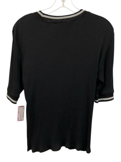 Veronica Beard Jeans Size Large Black & Silver Cotton Blend Short Sleeve Top Black & Silver / Large