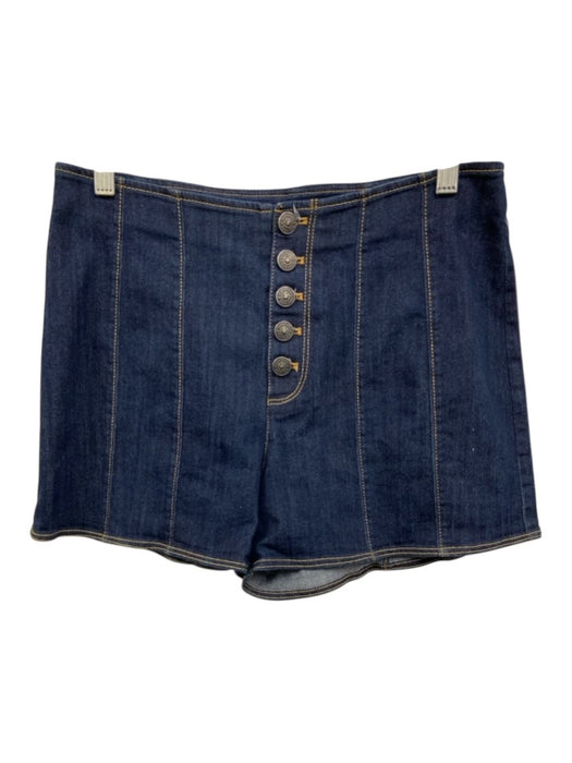 Cinq a Sept Size 8 Dark Wash Cotton Denim High Rise Button Fly Paneled Shorts Dark Wash / 8