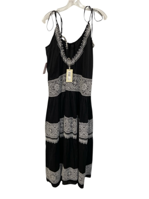 Ramy Brook Size Large Black & White Cotton Sleeveless Cross Stitch Maxi Dress Black & White / Large