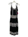 Ramy Brook Size Large Black & White Cotton Sleeveless Cross Stitch Maxi Dress Black & White / Large