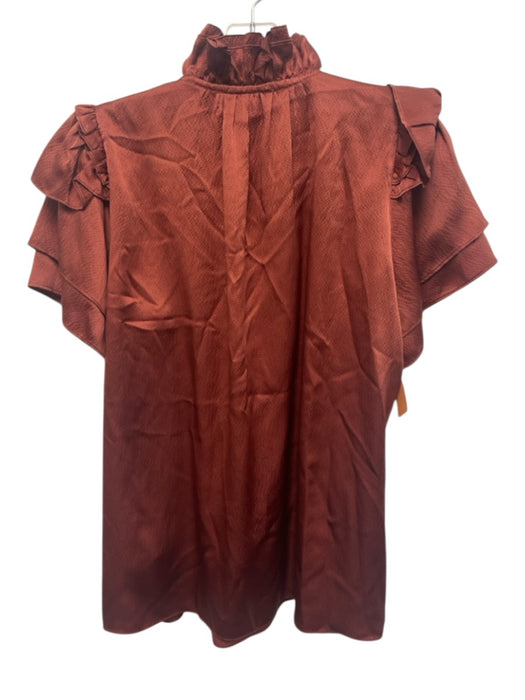 Hunter Bell Size M Burgundy Silk Ruffled V Neck Blouse Top Burgundy / M