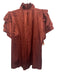 Hunter Bell Size M Burgundy Silk Ruffled V Neck Blouse Top Burgundy / M
