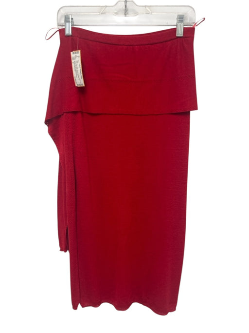 Proenza Schouler Size M Red Knit Linen Pointelle Tie Front Midi Skirt Skirt Red / M