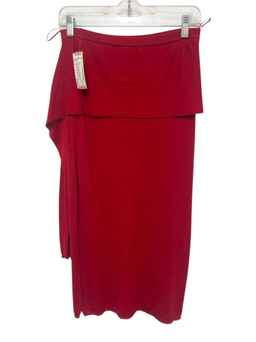 Proenza Schouler Size M Red Knit Linen Pointelle Tie Front Midi Skirt Skirt Red / M