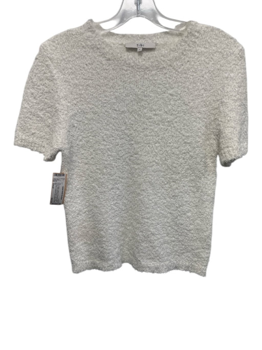 Tibi Size Small White Cotton & Polyamide Short Sleeve Knit Short Sleeve Top White / Small
