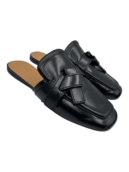 Loewe Shoe Size 38 Black Leather Flat Chain Mule Square Toe Shoes Black / 38