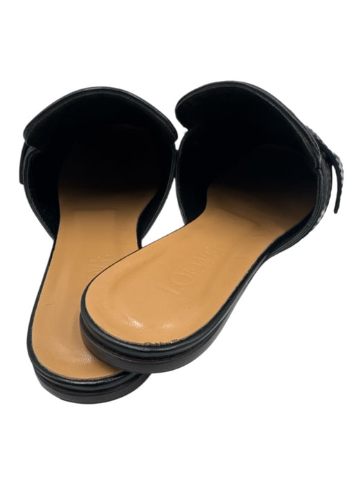 Loewe Shoe Size 38 Black Leather Flat Chain Mule Square Toe Shoes Black / 38