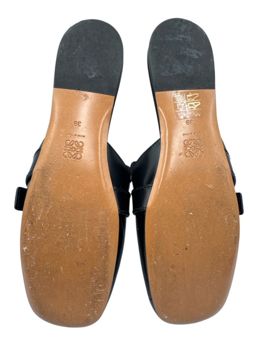 Loewe Shoe Size 38 Black Leather Flat Chain Mule Square Toe Shoes Black / 38