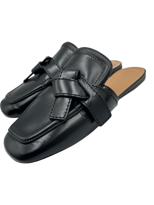 Loewe Shoe Size 38 Black Leather Flat Chain Mule Square Toe Shoes Black / 38