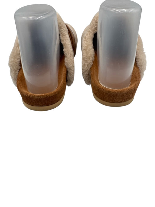 Chloe Shoe Size 37 Beige Plush Tan Leather Buckle Mules Shoes Beige / 37
