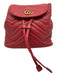 Gucci Red Leather Quilted Backpack Gold Hardware Drawstring Bag Red / S