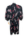 Rebecca Taylor Size 2 Black, Pink & Blue Silk Blend V Neck Floral Tie Neck Dress Black, Pink & Blue / 2