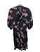 Rebecca Taylor Size 2 Black, Pink & Blue Silk Blend V Neck Floral Tie Neck Dress Black, Pink & Blue / 2